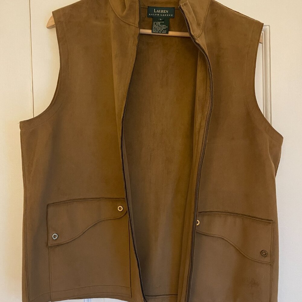 Ralph Lauren Suede Vintage Beige Vest, Size Large, Lg, L